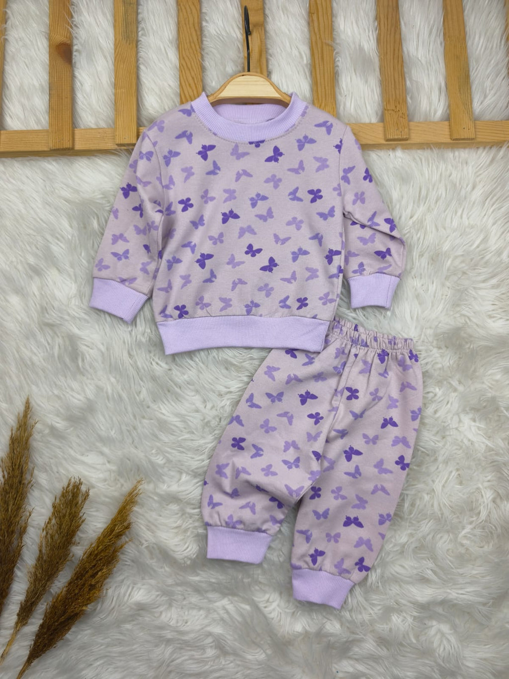 1961 KELEBEK DESEN PENYE TAKIM  - Lila / 9-12 Ay