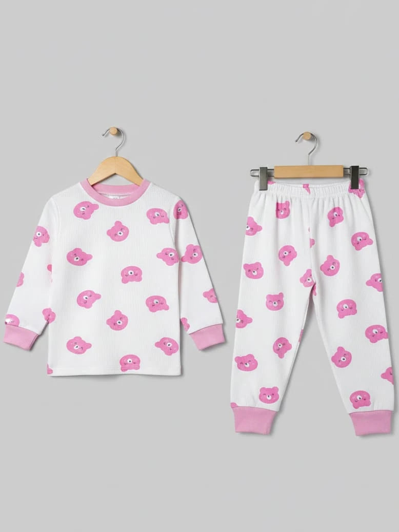 1946 AYICIK KAFA DESEN PİJAMA TAKIMI  - Pembe / 4 Yaş