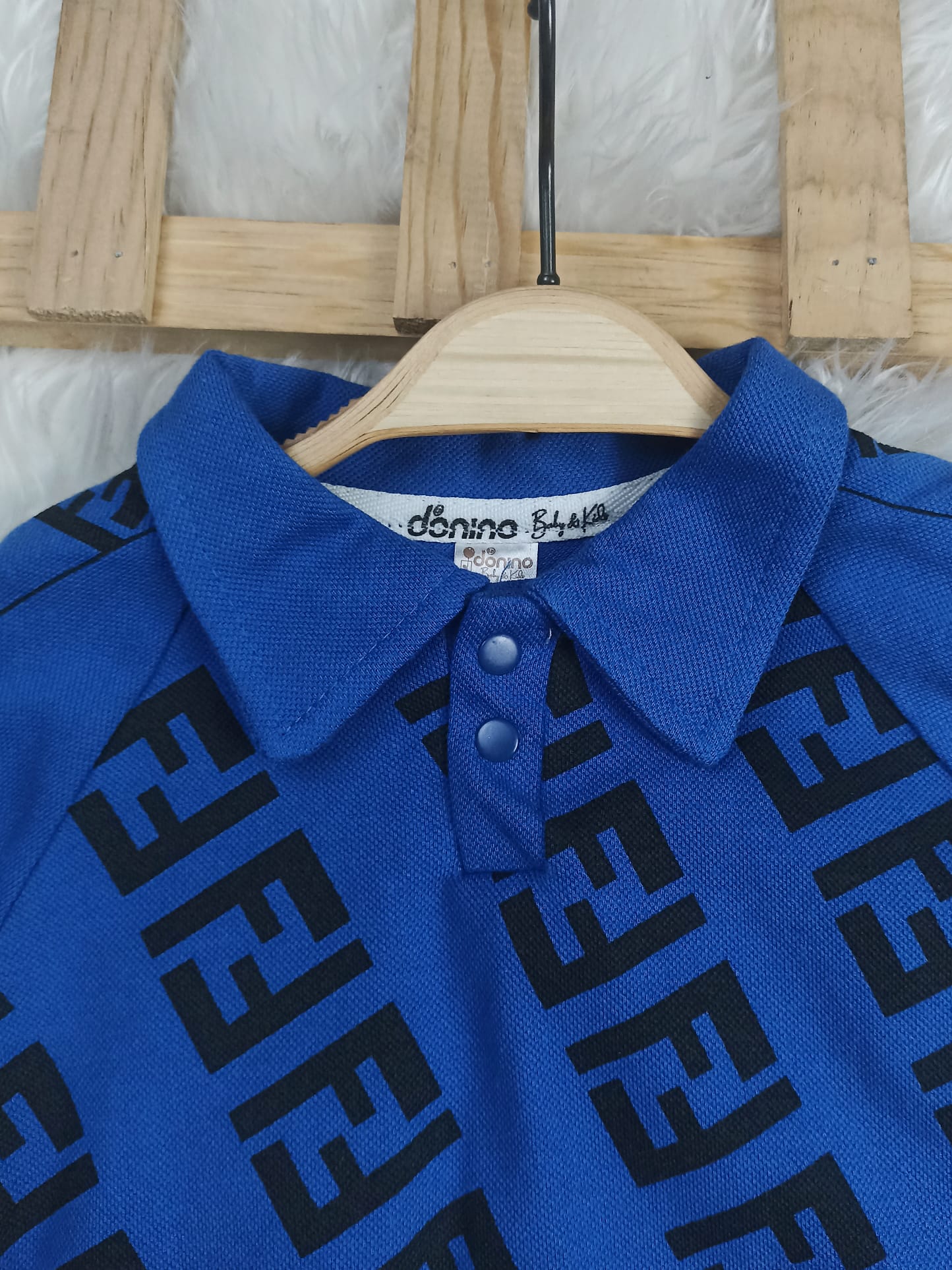 1305 POLO YAKA LACOST KUMAŞ TAKIM - Saks mavi / 6-9 Ay