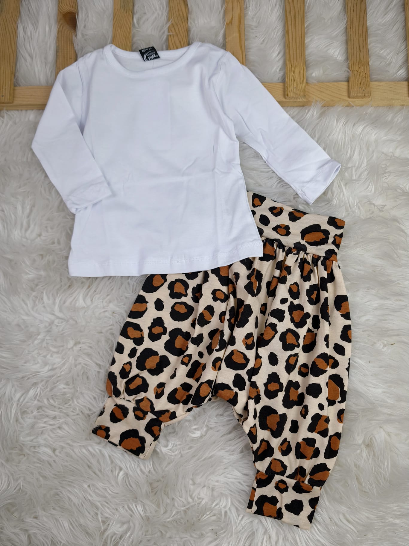 1028 LEOPAR ŞALVAR KOMBİN TAKIM - Siyah / 2 Yaş
