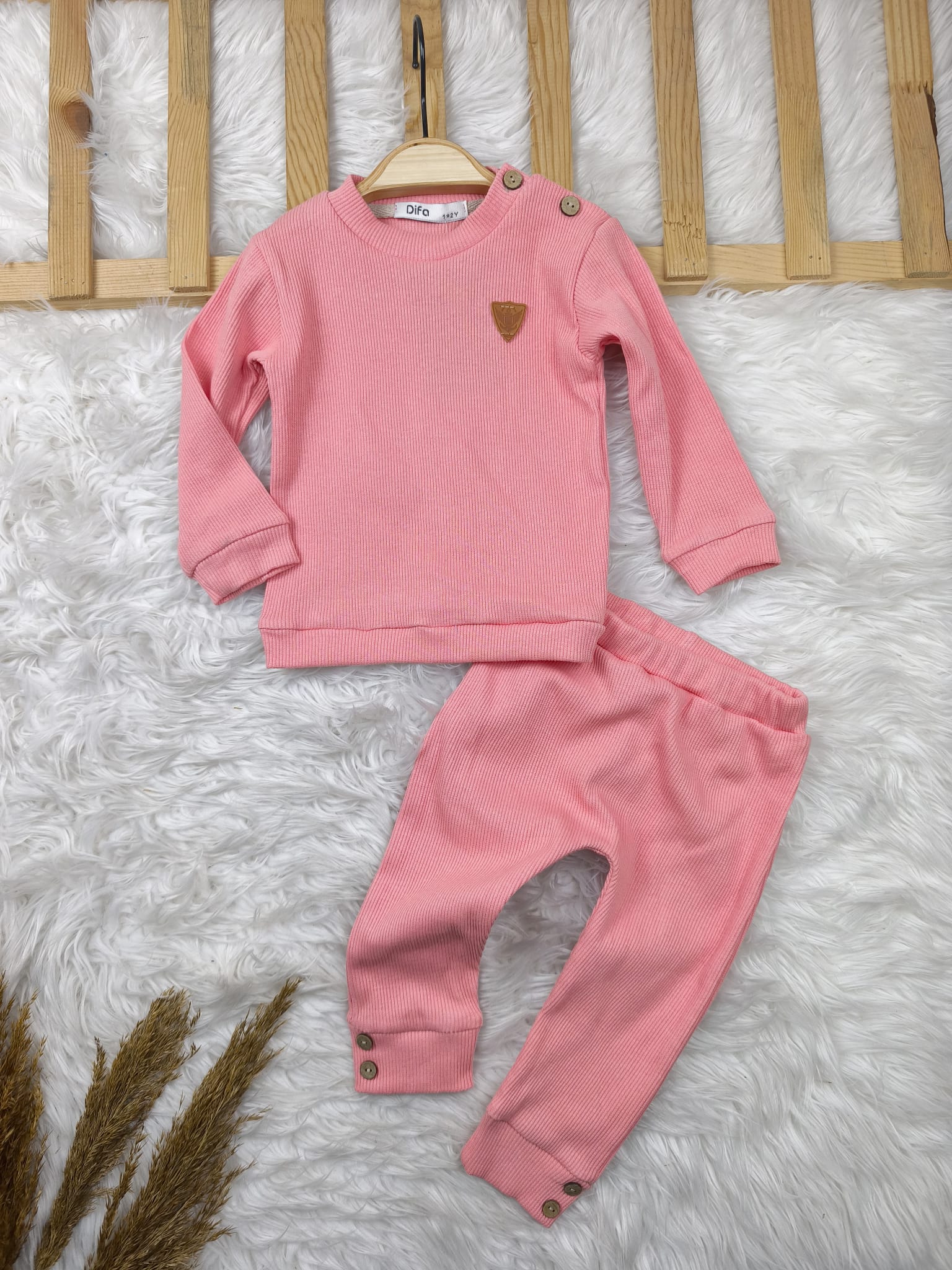 1959 DİFAS DÜZ RENK ATMALI TAKIM  - Pembe / 2-3 Yaş