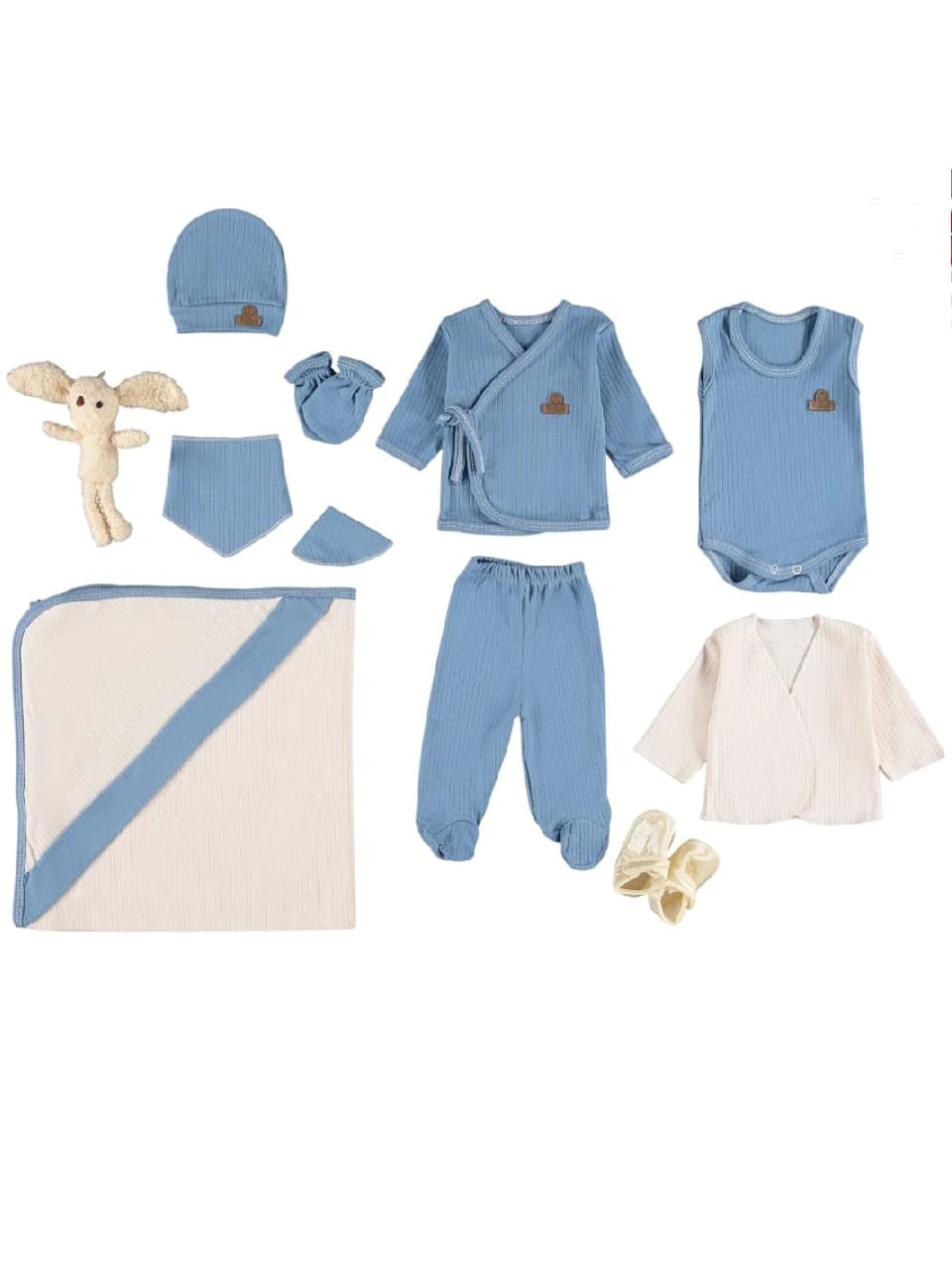 422476 ORGANİK RAPORLU 1O'LU HASTANE ÇIKIŞI SETİ  - Mavi / 0-3 Ay