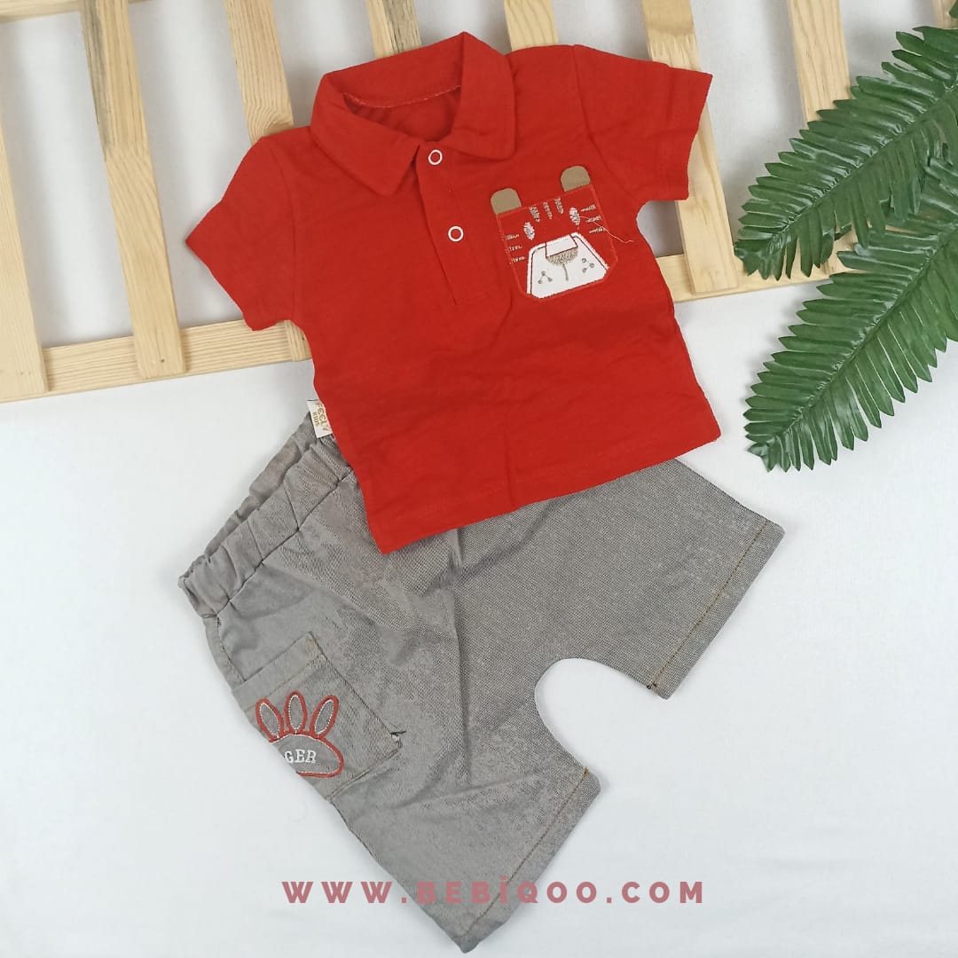 TKM-1899 Tiger Kot Şortlu Cepli Takım  - Kırmızı / 9