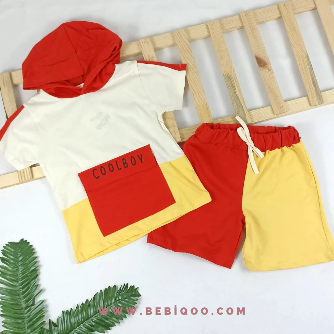 TKM-1115 Wow Kapşonlu CoolBoy Şortlu Takım  - Turuncu / 5