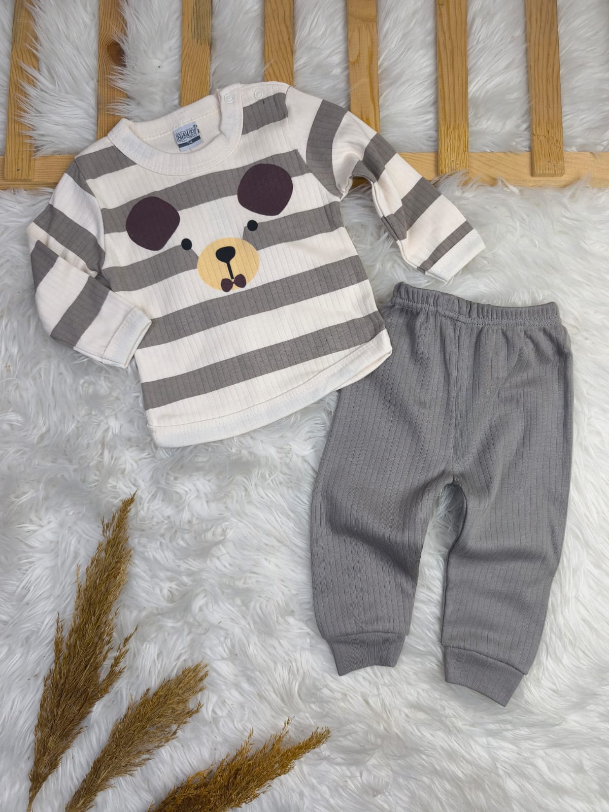 1884 ÇİZGİLİ MEVSİMLİK TAKIM  - Mavi / 9-12 Ay