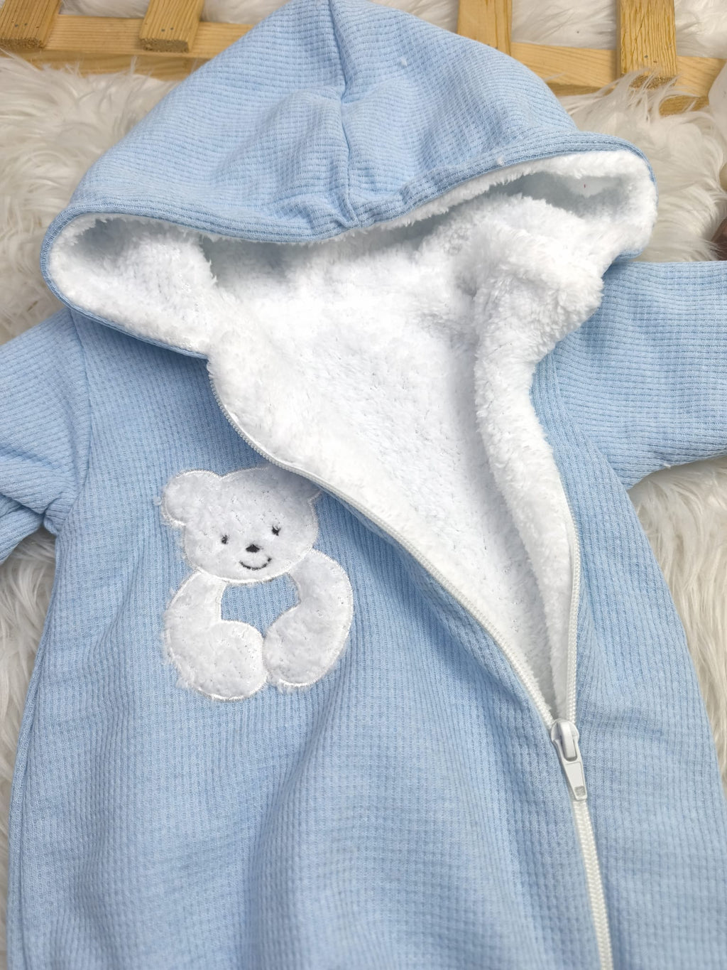 8104 YANDAN FERMUARLI KAPŞOLU KIŞLIK TULUM  - Gri / 9-12 Ay