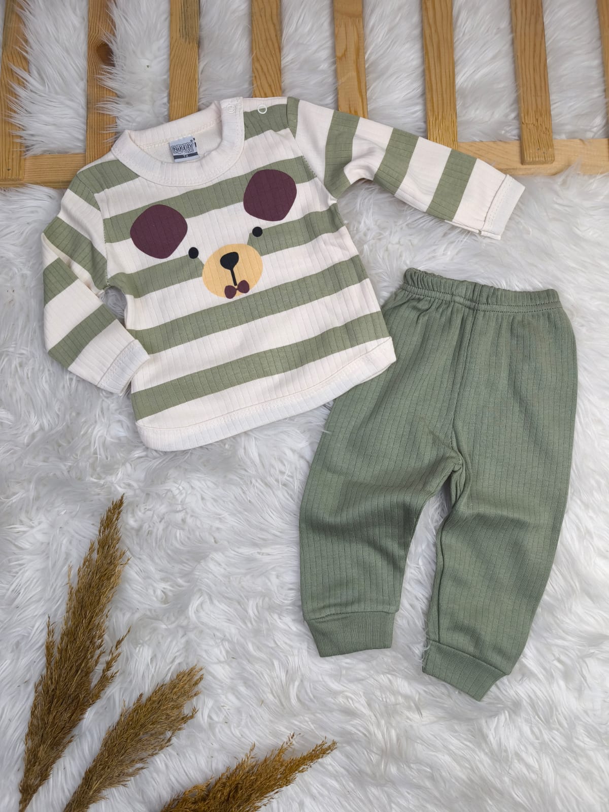 1884 ÇİZGİLİ MEVSİMLİK TAKIM  - Mavi / 6-9 Ay