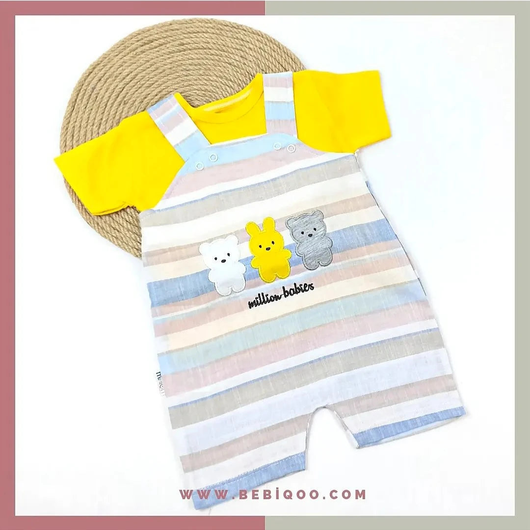 TLM-8101 Çizgili Slopet Tulum  - Sarı / 3-6