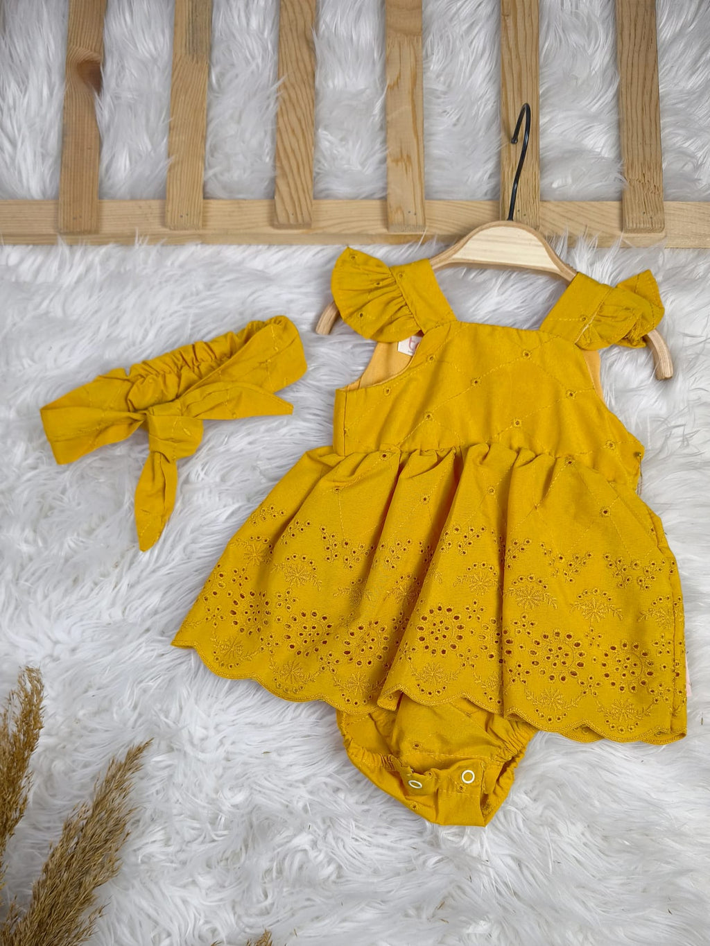 Kız Bebek Fisto Detaylı Bandanalı Elbise  - 6