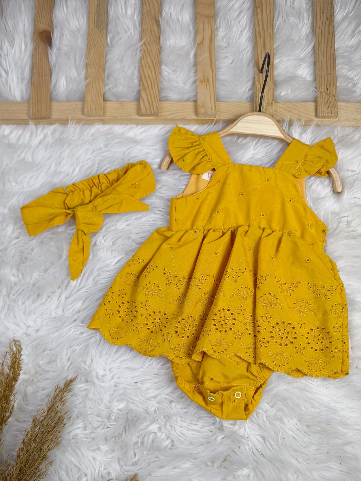 Kız Bebek Fisto Detaylı Bandanalı Elbise  - 6