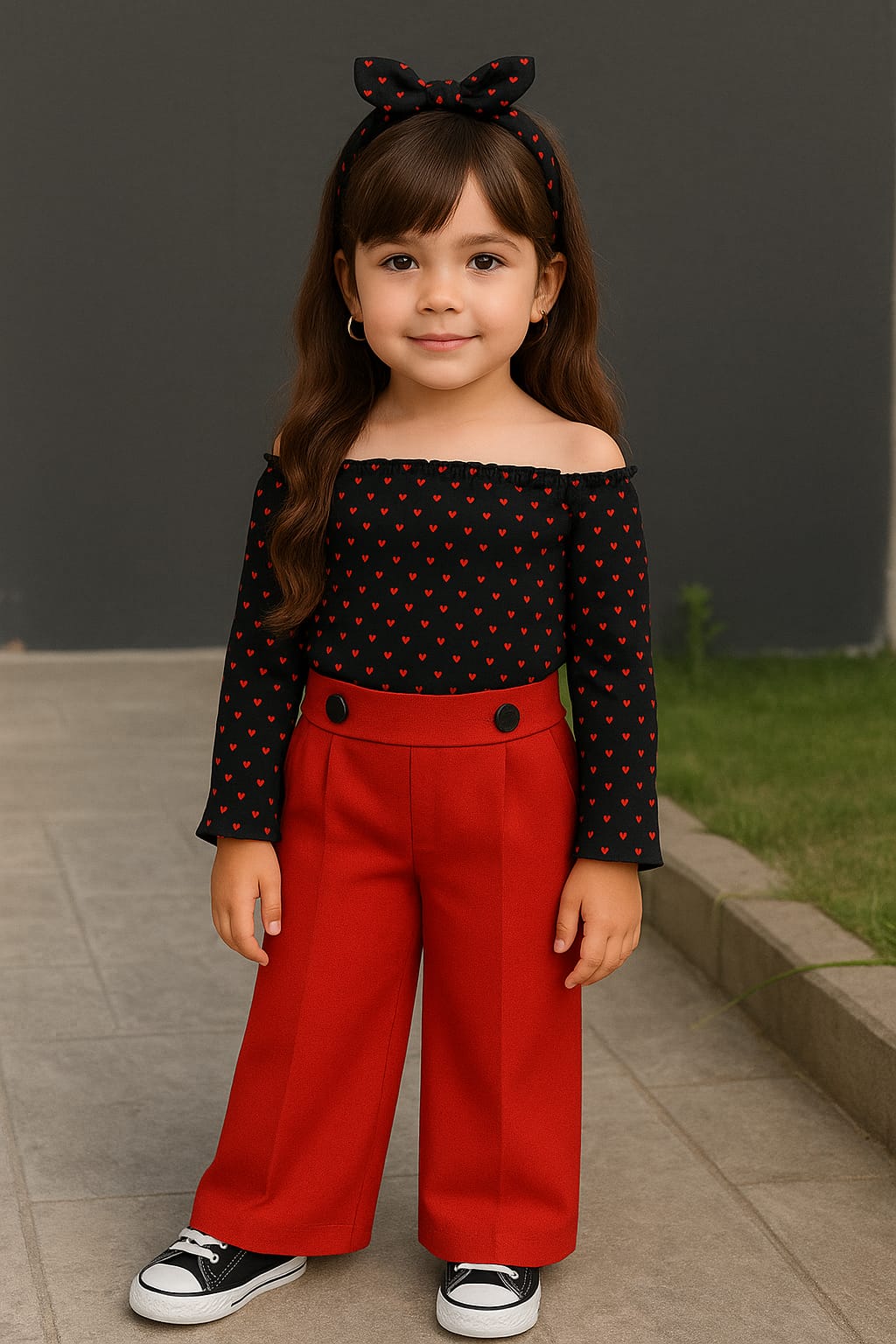 9063 ZARA KIRMIZI KALPLİ TAÇLI TAKIM  - 2-3 Yaş