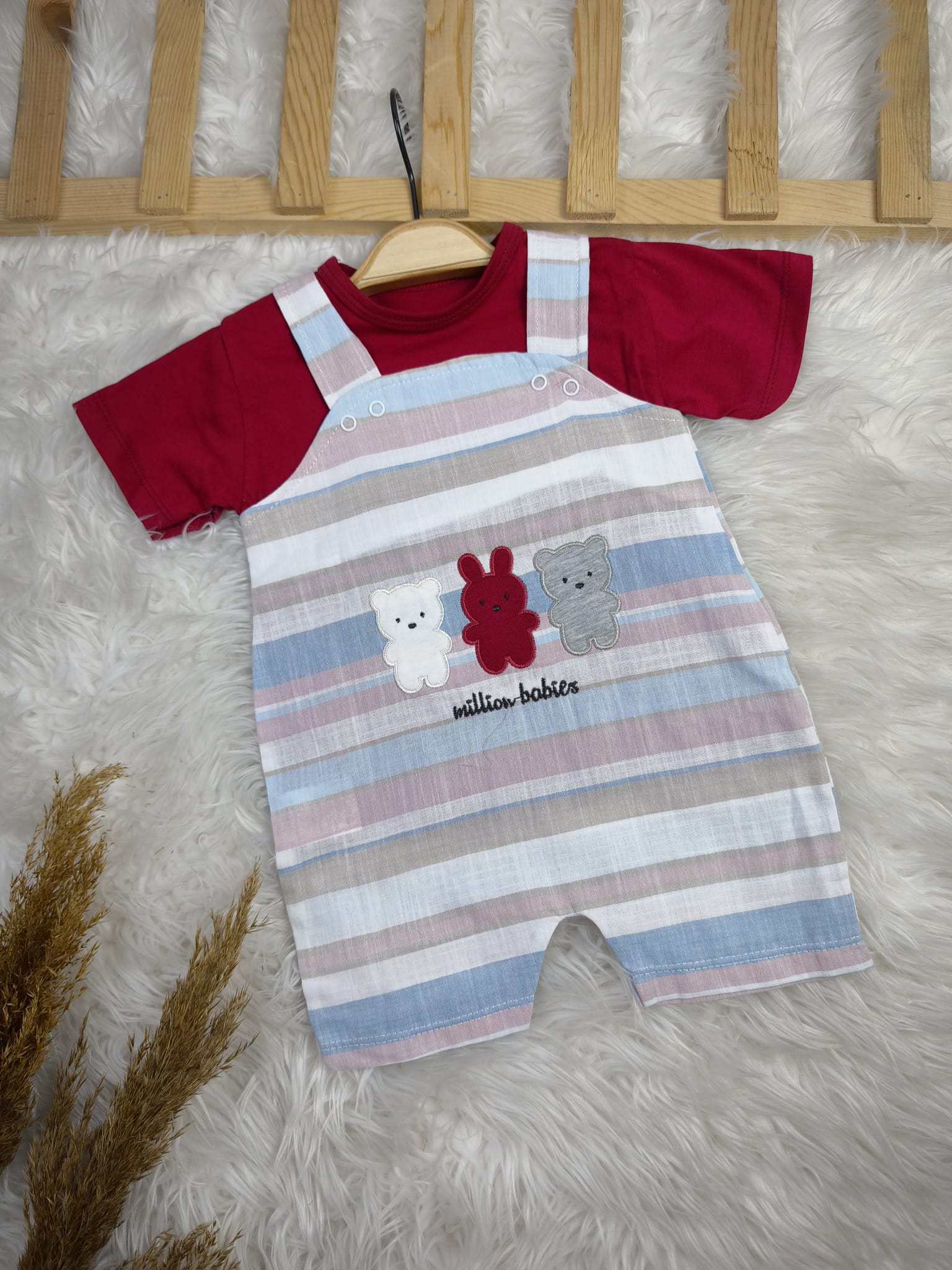 8101 ÇİZGİLİ SLOPET TULUM  - bej / 6-9 Ay