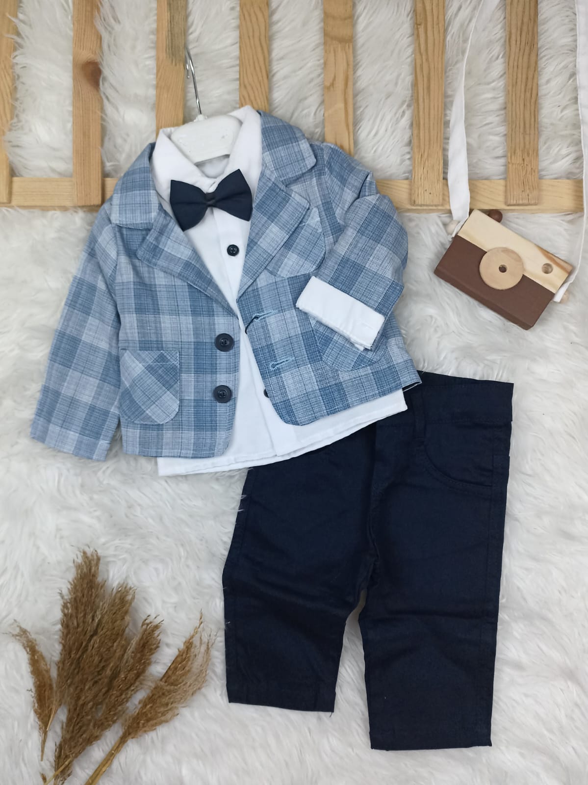 1841 İKLİMİX CEKETLİ PAPYONLU TAKIM  - Siyah / 6-9 Ay