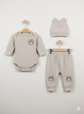 1836 AYICIK PUNCH NAKIŞLI BADY'Lİ TAKIM  - Gri / 6-9 Ay