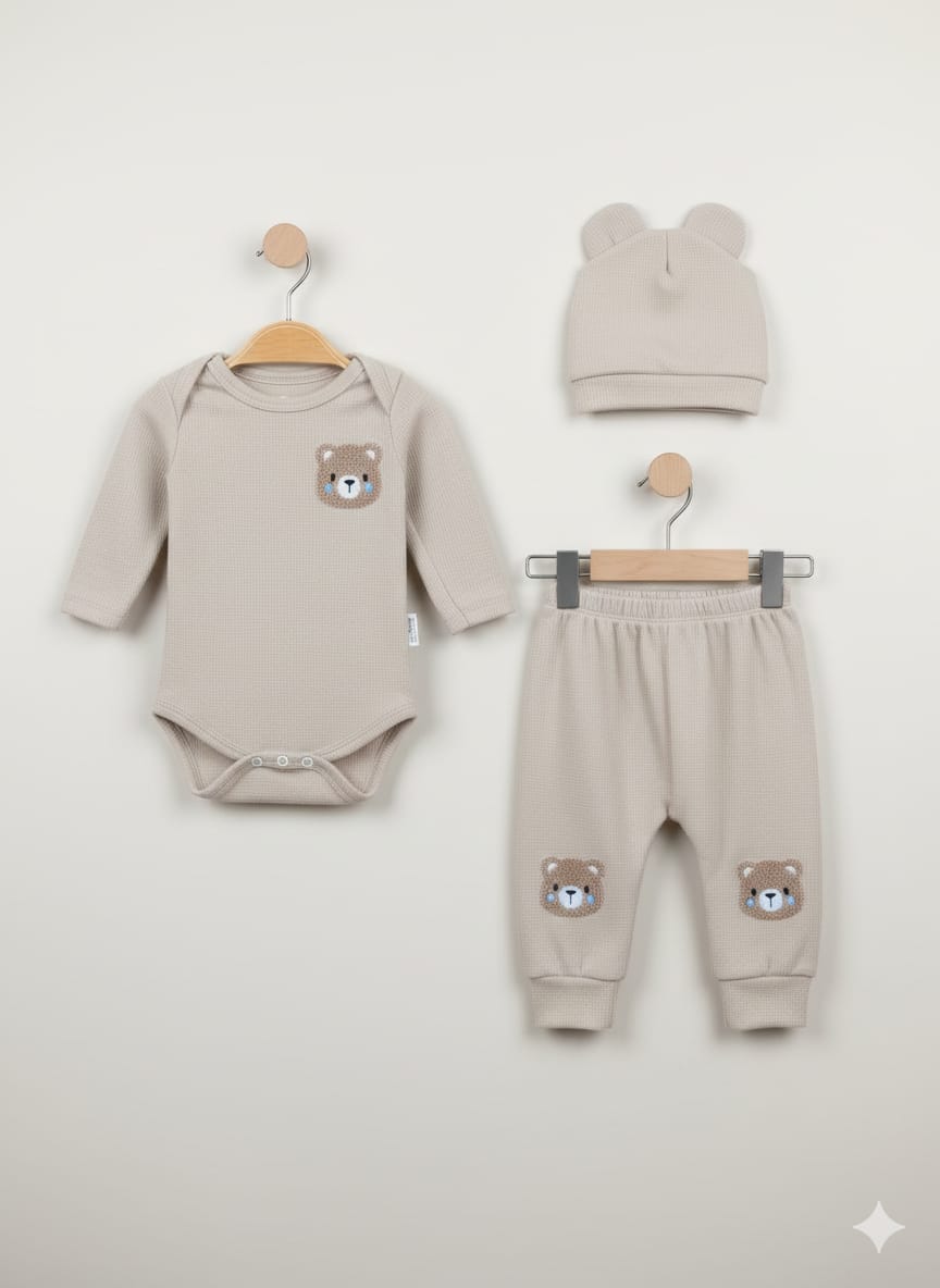 1836 AYICIK PUNCH NAKIŞLI BADY'Lİ TAKIM  - Gri / 6-9 Ay