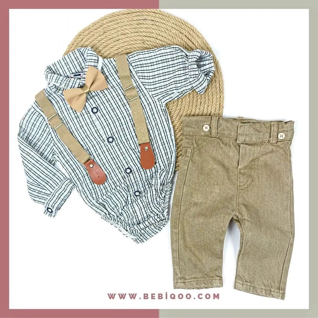 PAPYONLU GÖMLEKLİ ASKILI TAKIM - 12