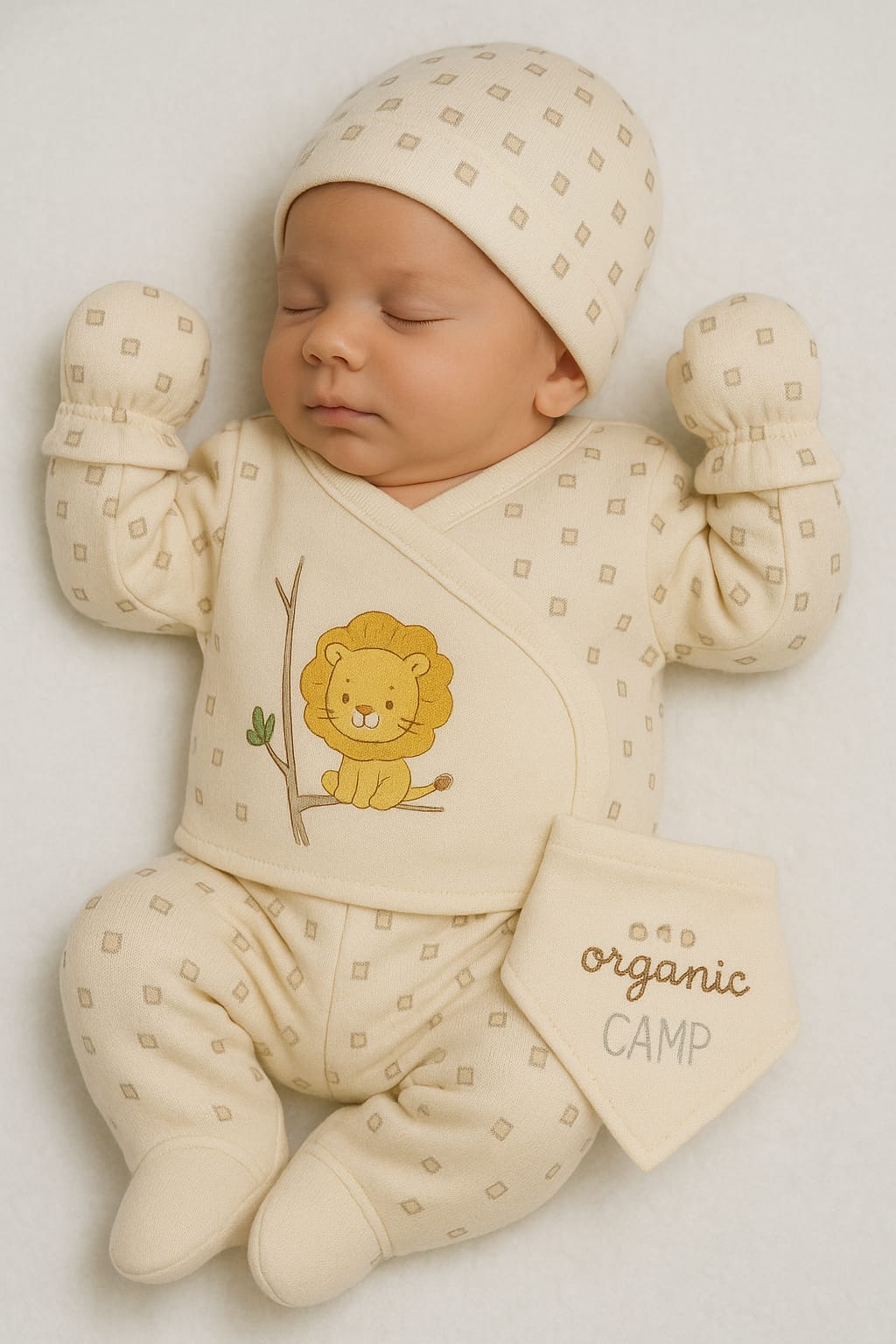 390424 ASLAN NAKIŞLI ORGANİK LÜX 7'Lİ HASTANE ÇIKIŞI SETİ