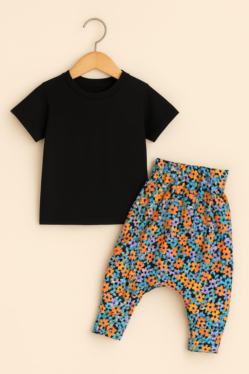 Kız Çocuk  Çiçek Desen Rahat Kullanım Pamuk Kumaş Şalvar  - Beyaz / 3 Yaş