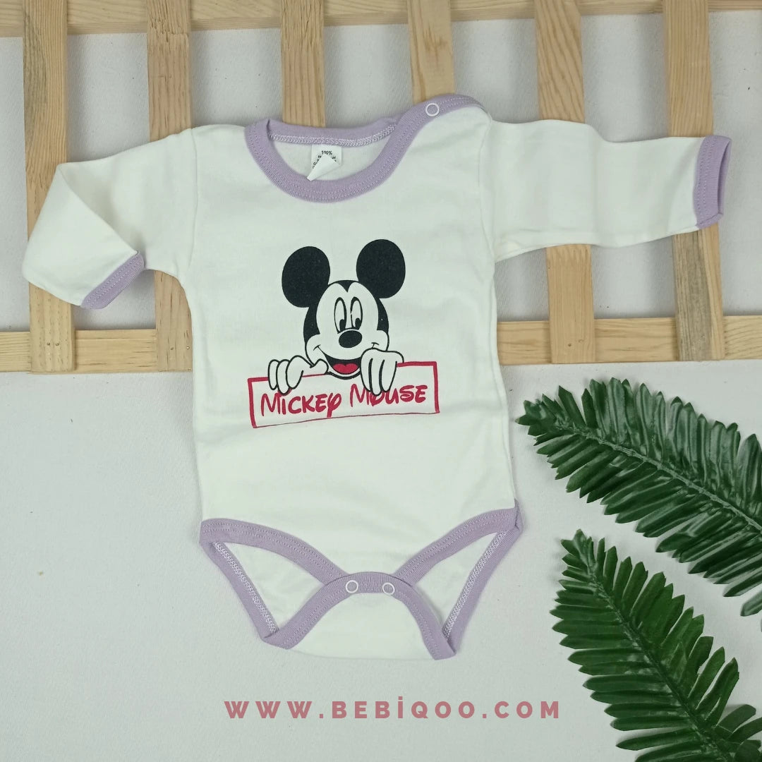 UST-2451 Mickey Mouse Uzun Kol Çıtçıtlı Bady  - Yeşil / 6