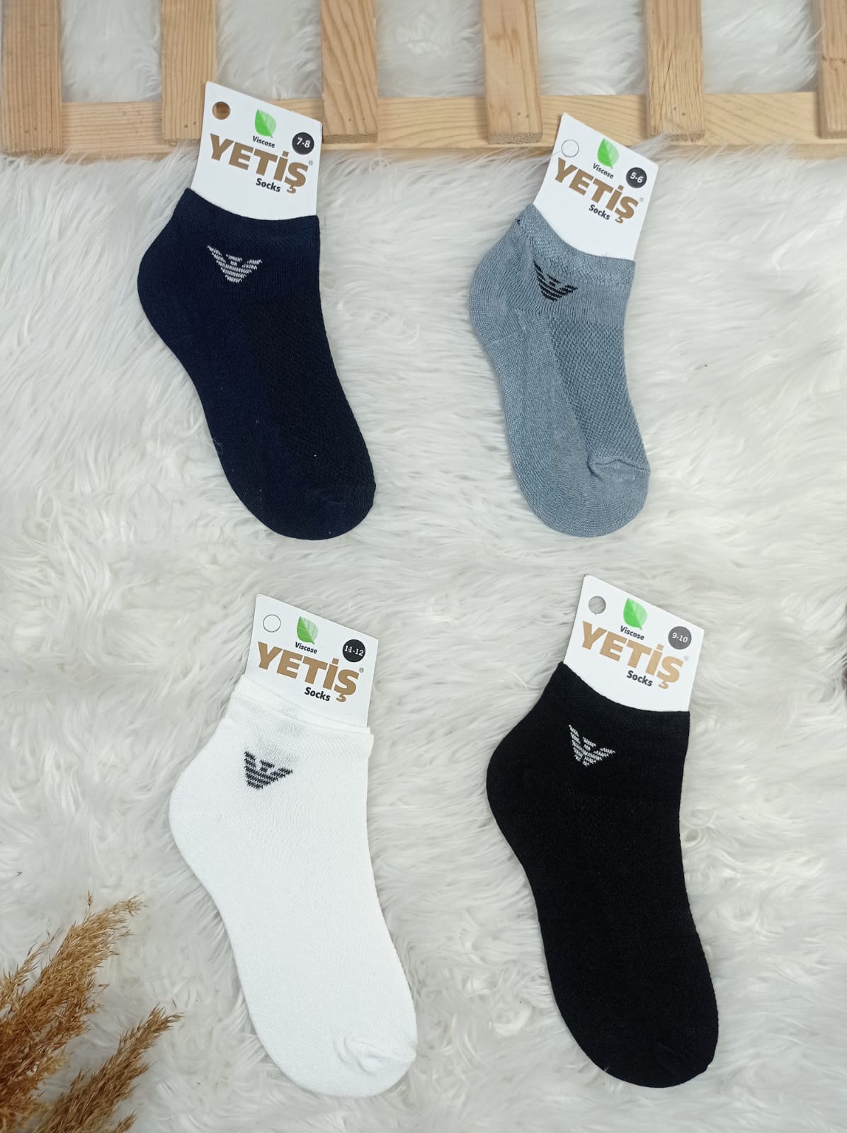 3373 ERKEK YAZLIK SOKET ÇORAP  - Siyah / 5-6 Yaş