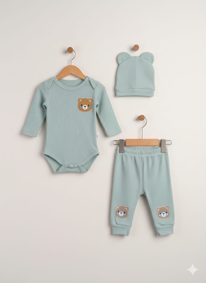 1836 AYICIK PUNCH NAKIŞLI BADY'Lİ TAKIM  - bej / 3-6 Ay