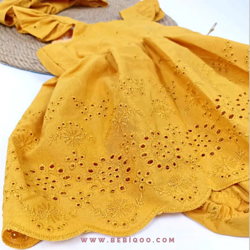 Kız Bebek Fisto Detaylı Bandanalı Elbise  - 12