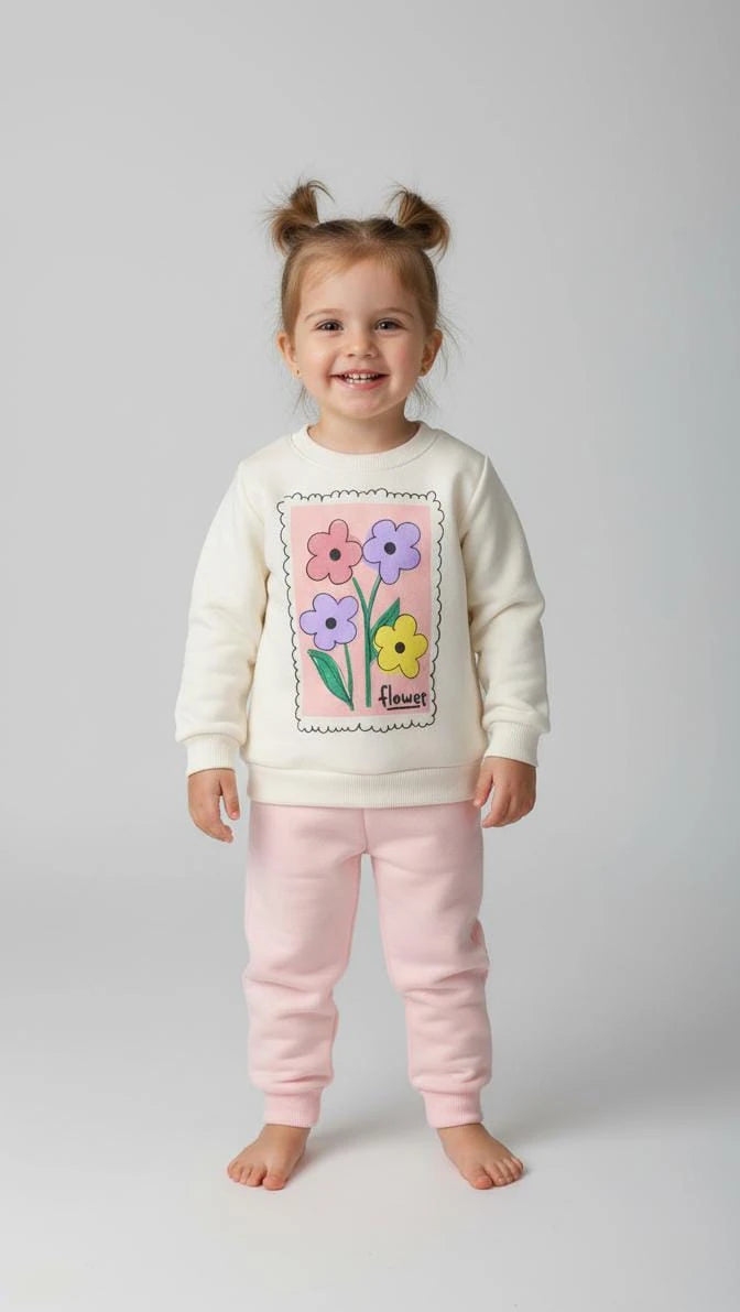 1926 FLOWER ÇİÇEK 3 İP KIŞLIK TAKIM  - Somon / 1 Yaş