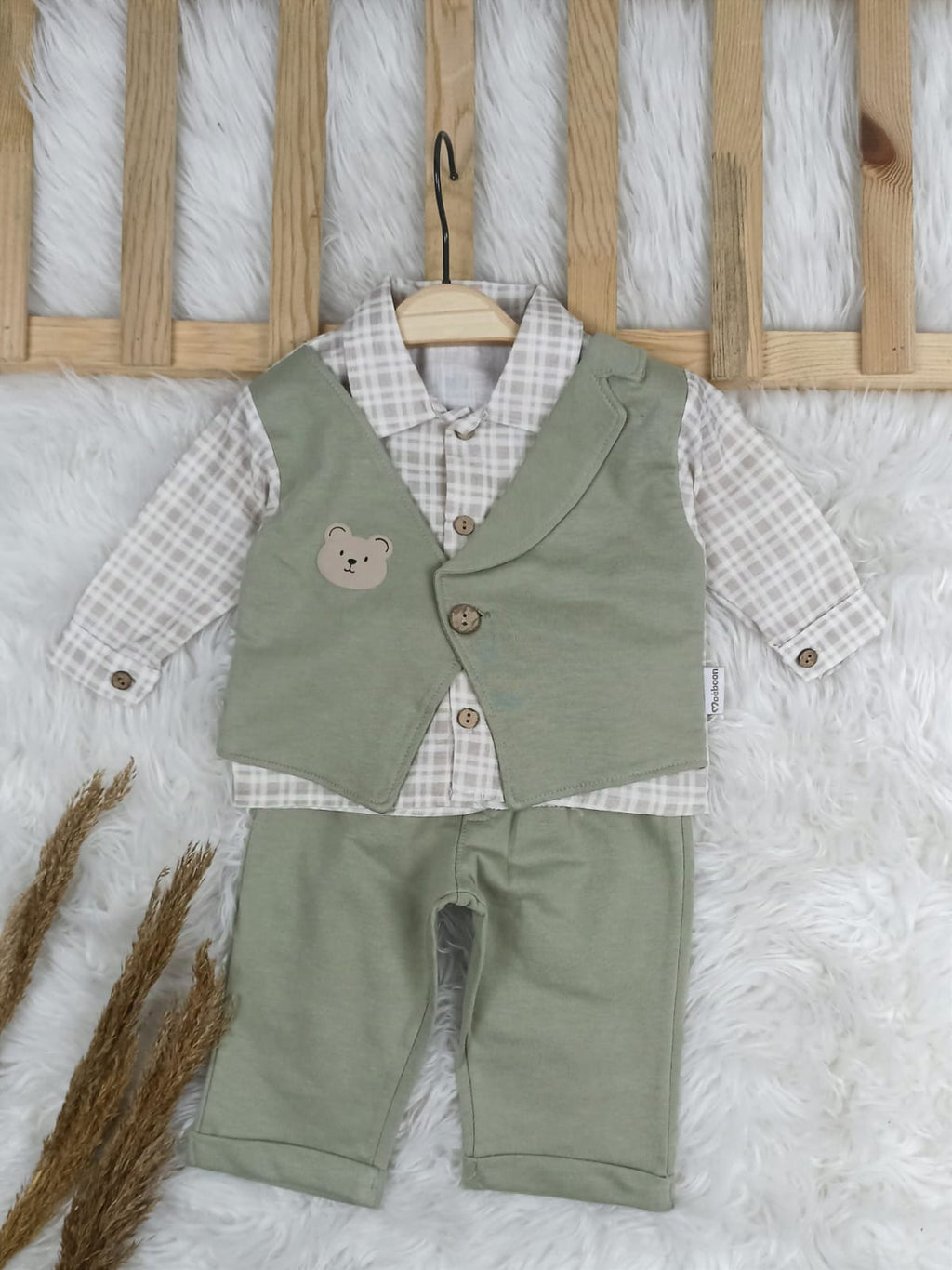 4215 BEAR EKOSE YELEK MODEL  COOL TAKIM  - Yeşil / 6-9 Ay