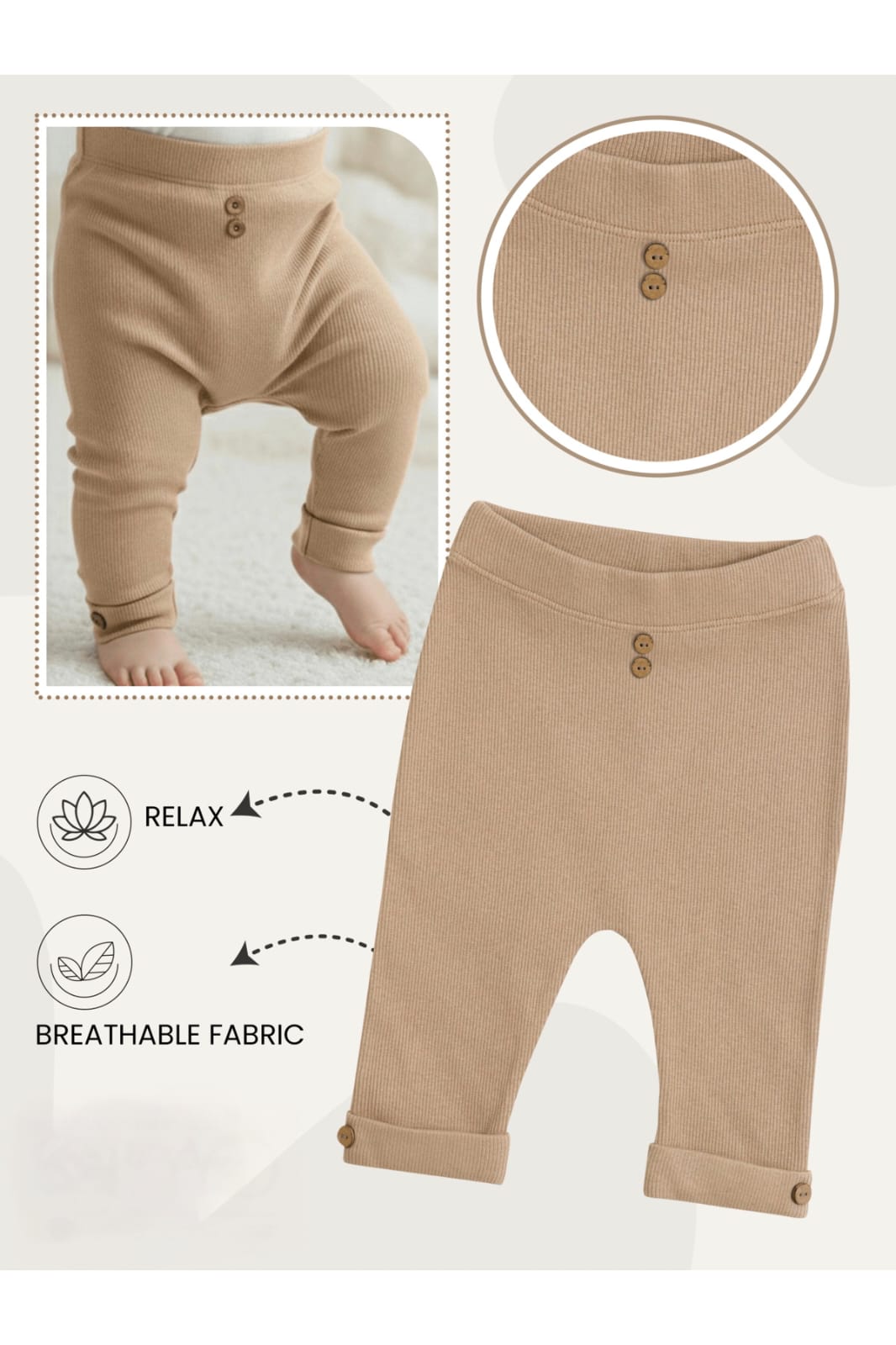 1068  AHŞAP DÜĞME DETAYLI TEK ALT   - Yeşil / 6-9 Ay