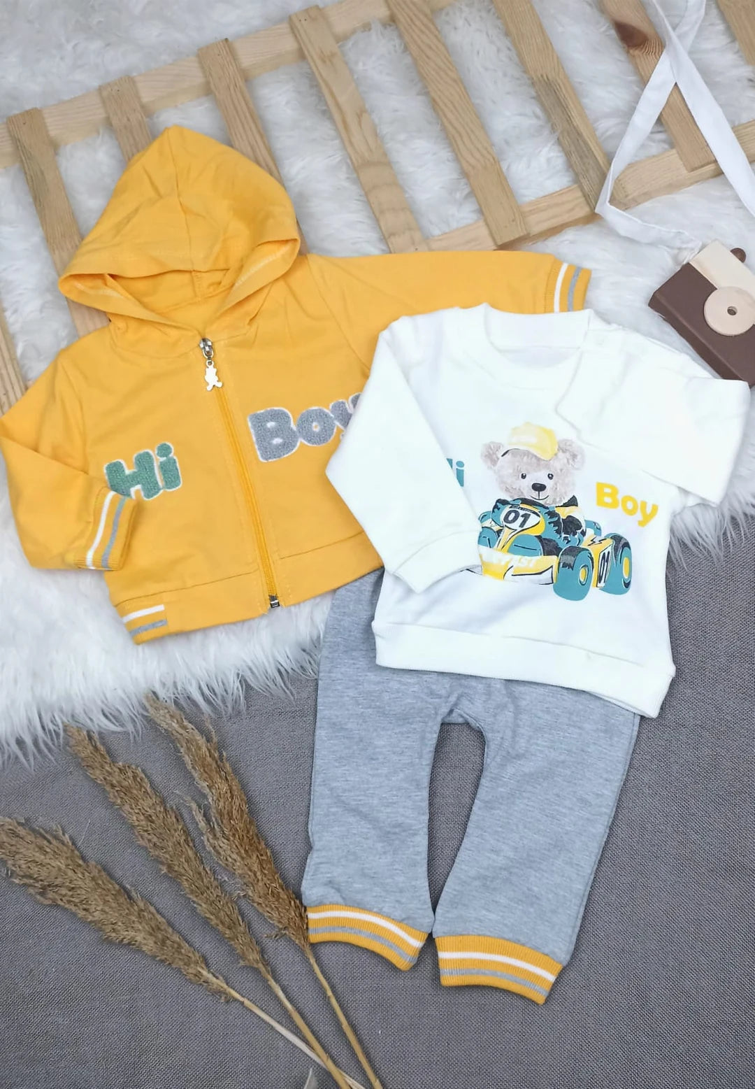 TKM-1519 Hİ BOY HIRKALI 3'LÜ TAKIM  - 9-12 Ay