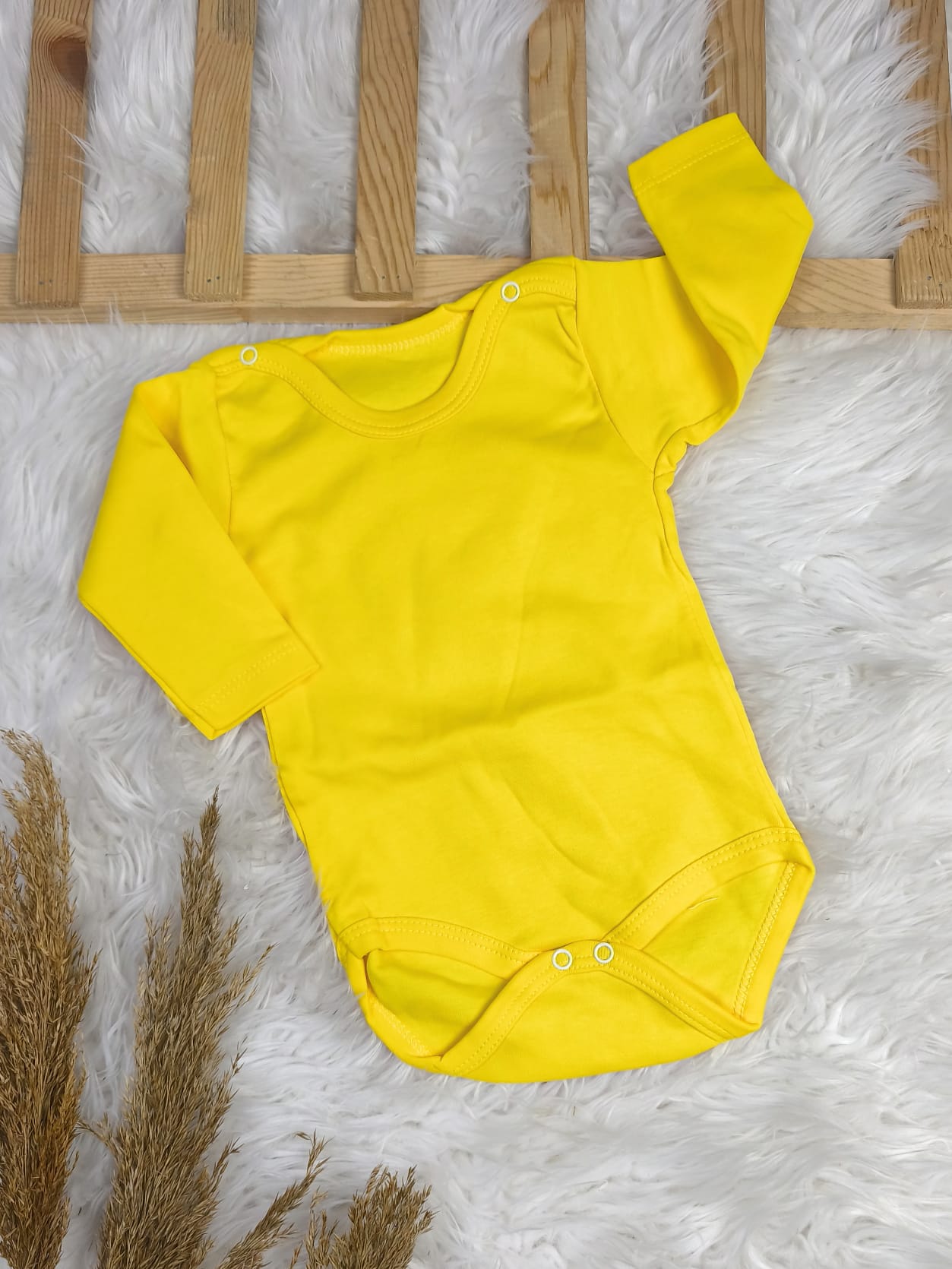 2563 UZUN KOL DÜZ RENK ÇITÇITLI BODY  - Mavi / 9-12 Ay