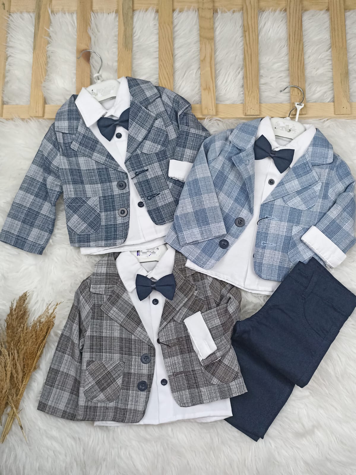 1841 İKLİMİX CEKETLİ PAPYONLU TAKIM  - Kahve / 3-6 Ay