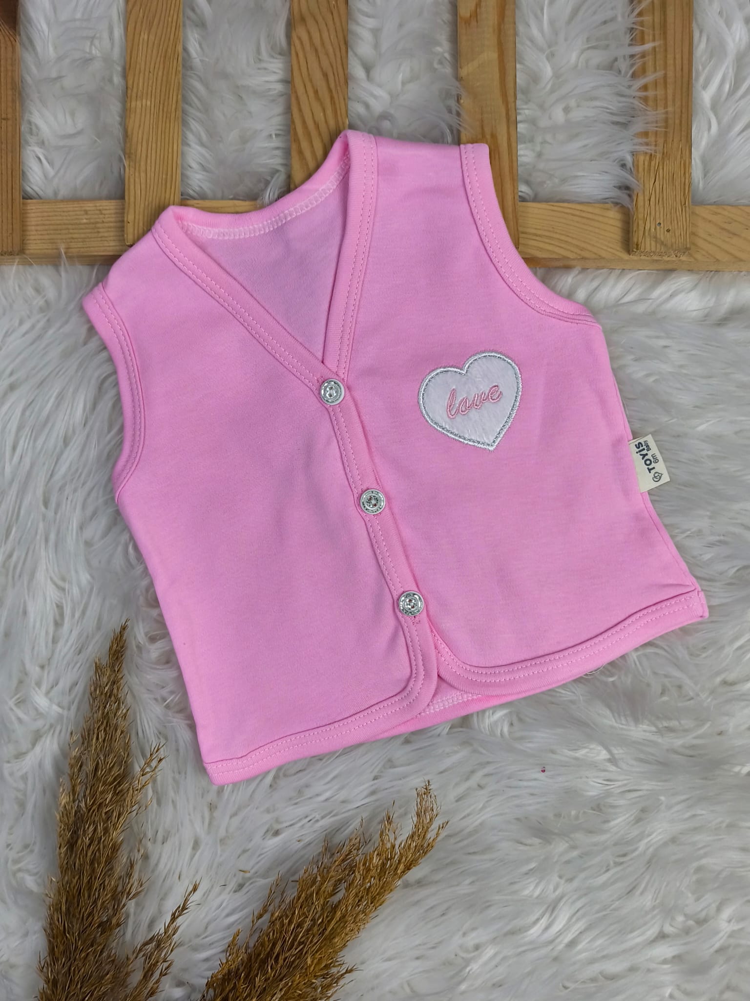 2572 LOVE KALP ARMALI PENYE YELEK  - Pembe / 6-9 Ay