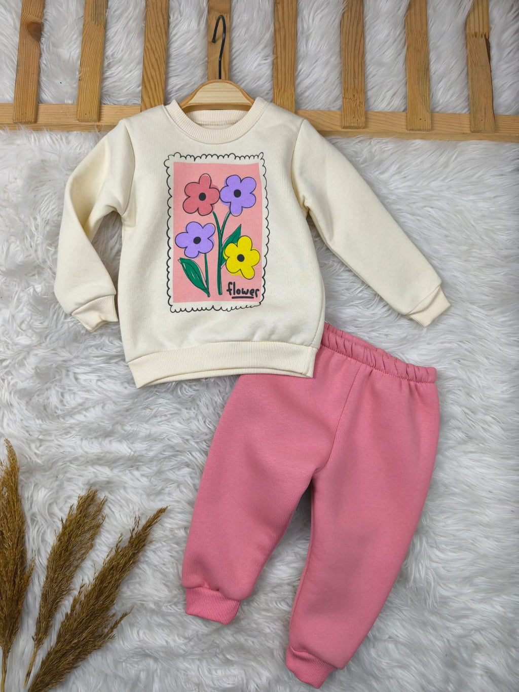 1926 FLOWER ÇİÇEK 3 İP KIŞLIK TAKIM  - Lila / 3 Yaş