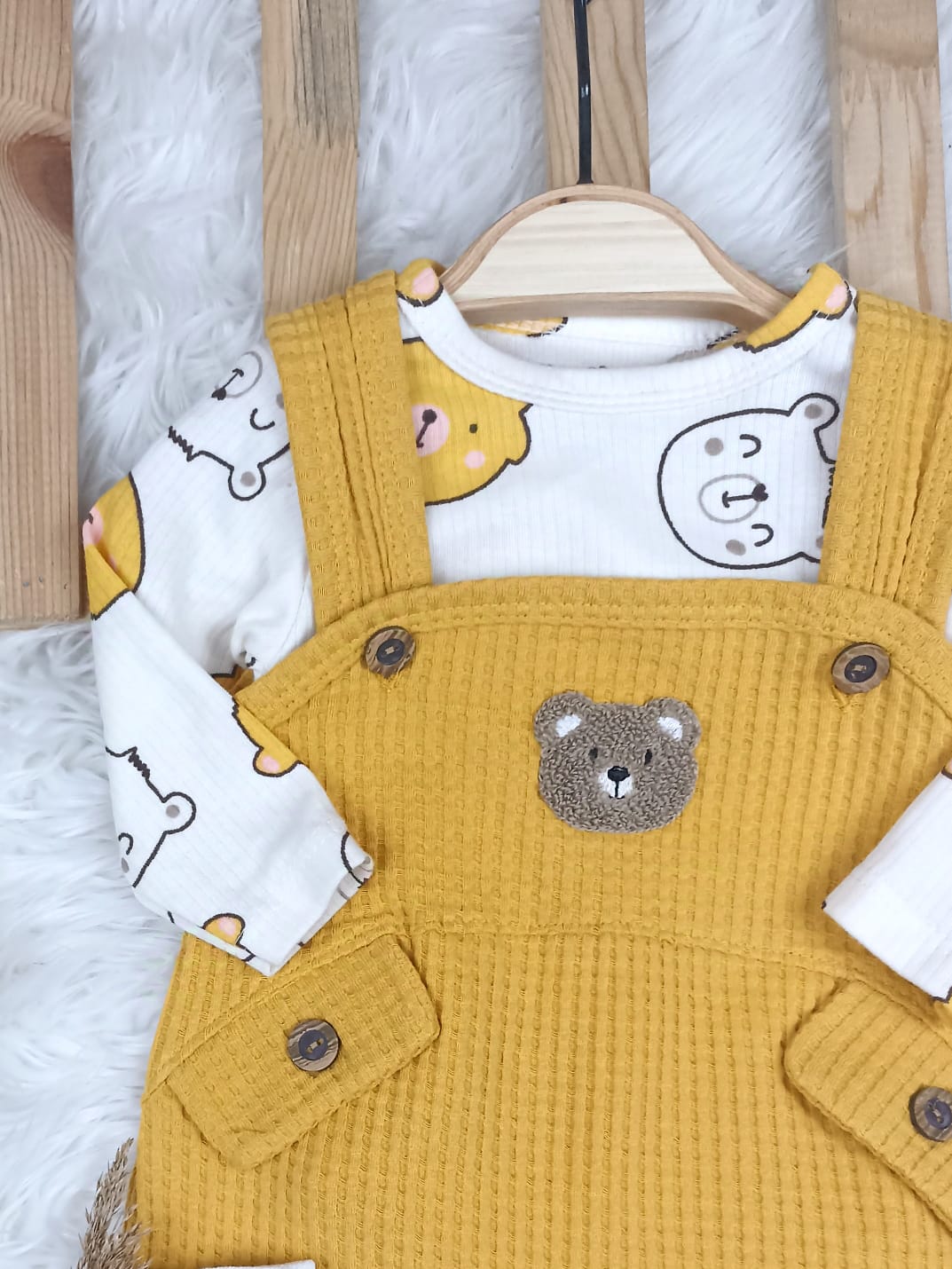 1444 AYICIK WAFFLE KUMAŞ SLOPET TULUM  - Sarı / 6-9 Ay