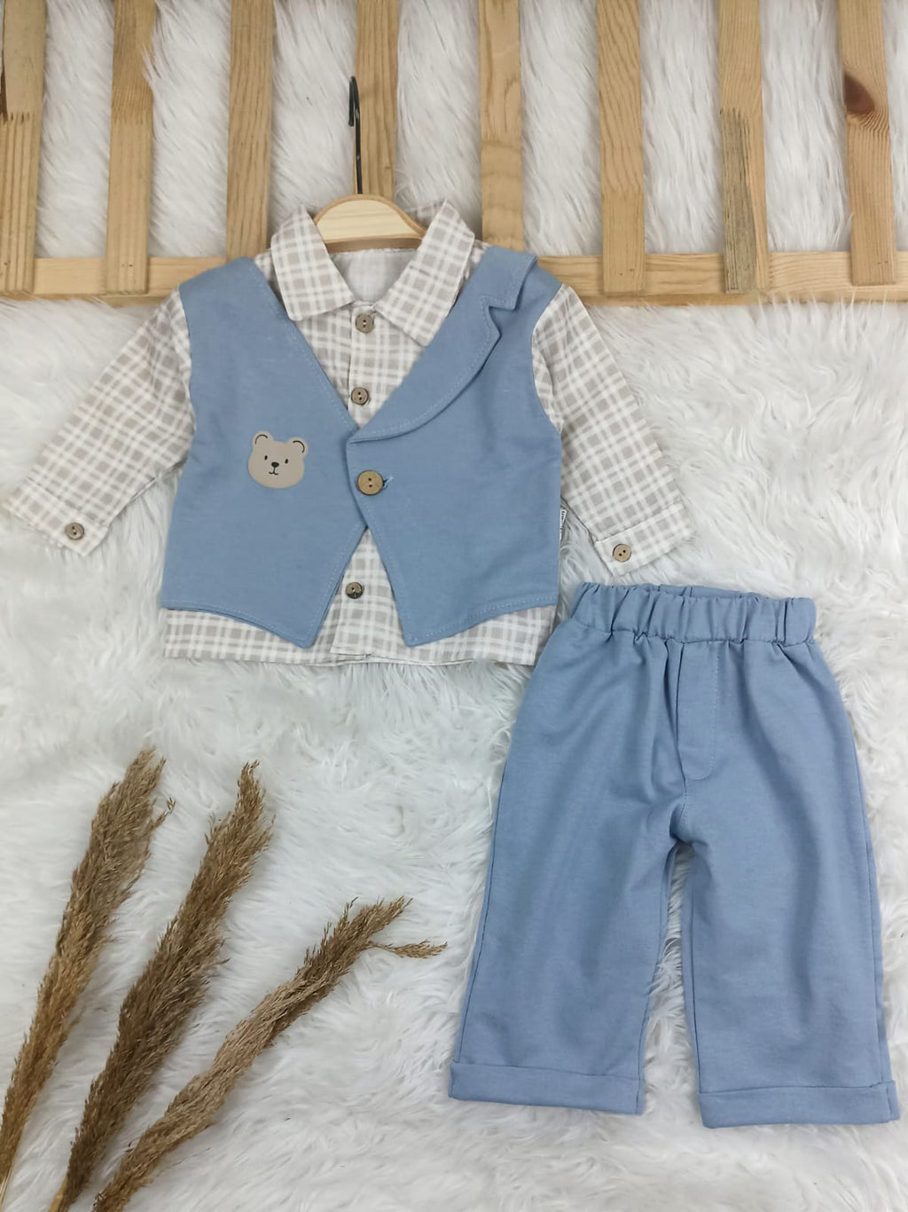 4215 BEAR EKOSE YELEK MODEL  COOL TAKIM  - Mavi / 6-9 Ay