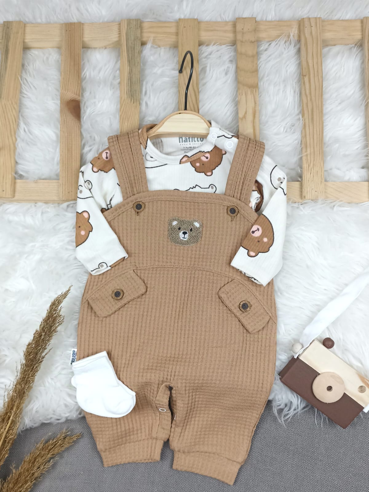 1444 AYICIK WAFFLE KUMAŞ SLOPET TULUM  - Sarı / 9-12 Ay