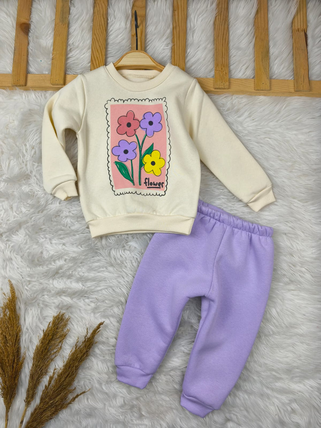 1926 FLOWER ÇİÇEK 3 İP KIŞLIK TAKIM  - Lila / 1 Yaş