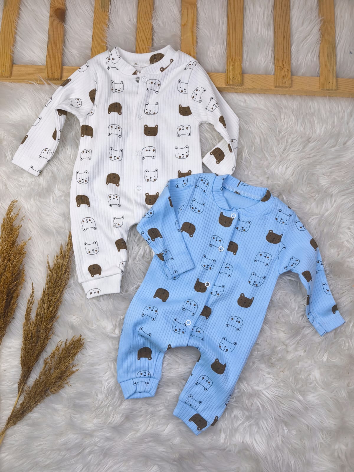 8106 KEDİCİK FAKA MODEL 2'Lİ PENYE TULUM SETİ - Mavi / 0-3 Ay