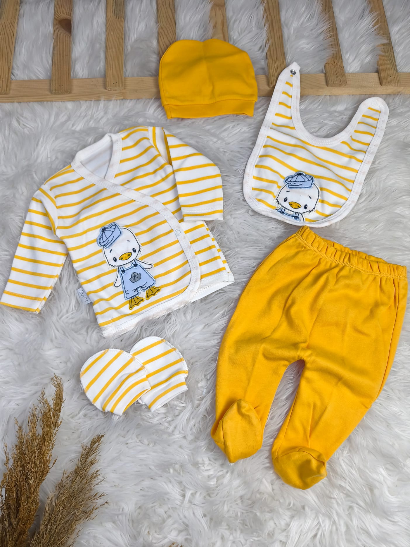 2454 ÇİZGİLİ ÖRDEK 5'Lİ HASTANE ÇIKIŞI SETİ