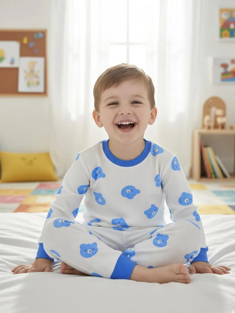 1946 AYICIK KAFA DESEN PİJAMA TAKIMI  - Mavi / 4 Yaş