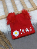 B0322 KIRMIZI PONPON KIZ İSME ÖZEL TRİKO BERE - 1