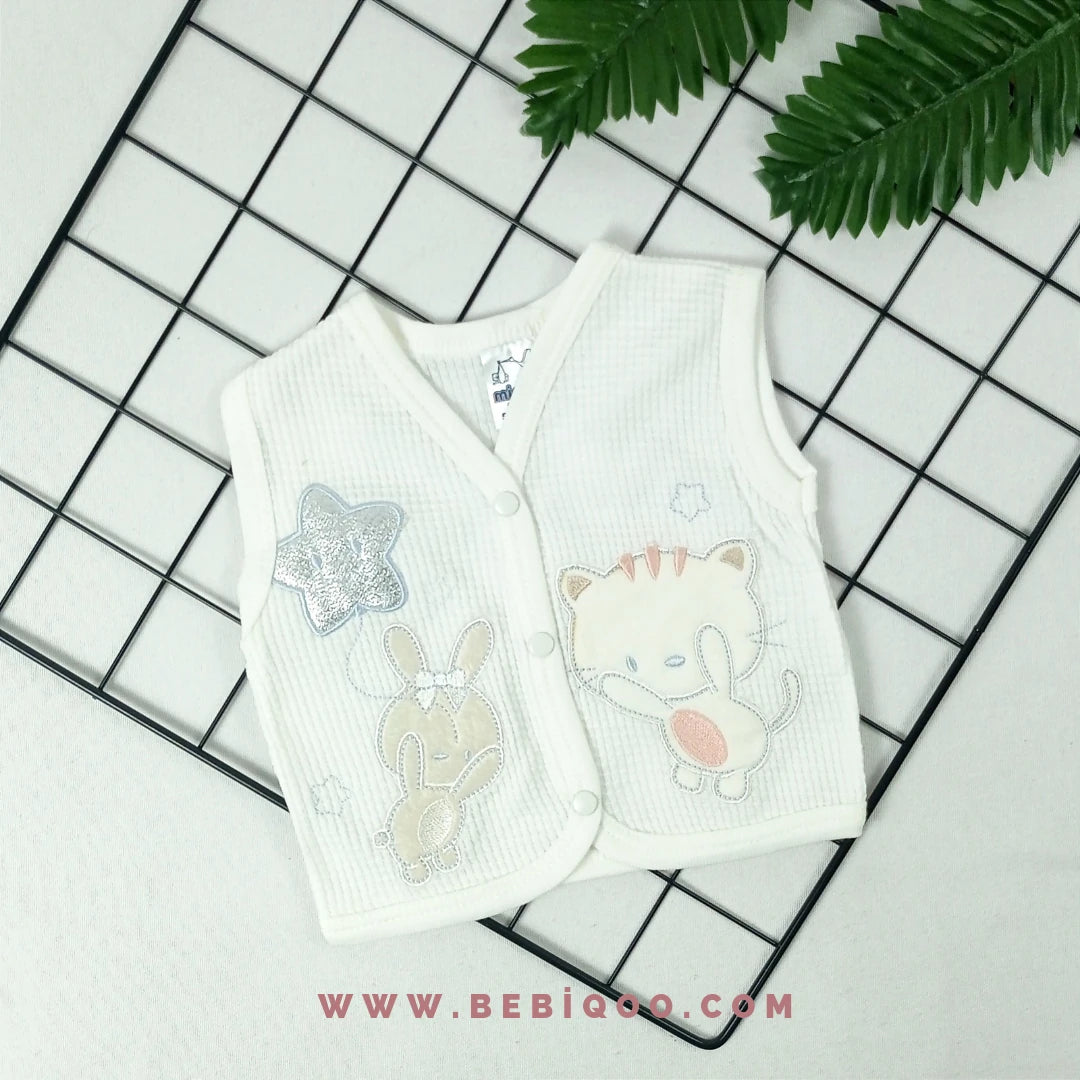 YLK-0257 Yıldız Tavşan Nakışlı Penye Yelek  - 0-1