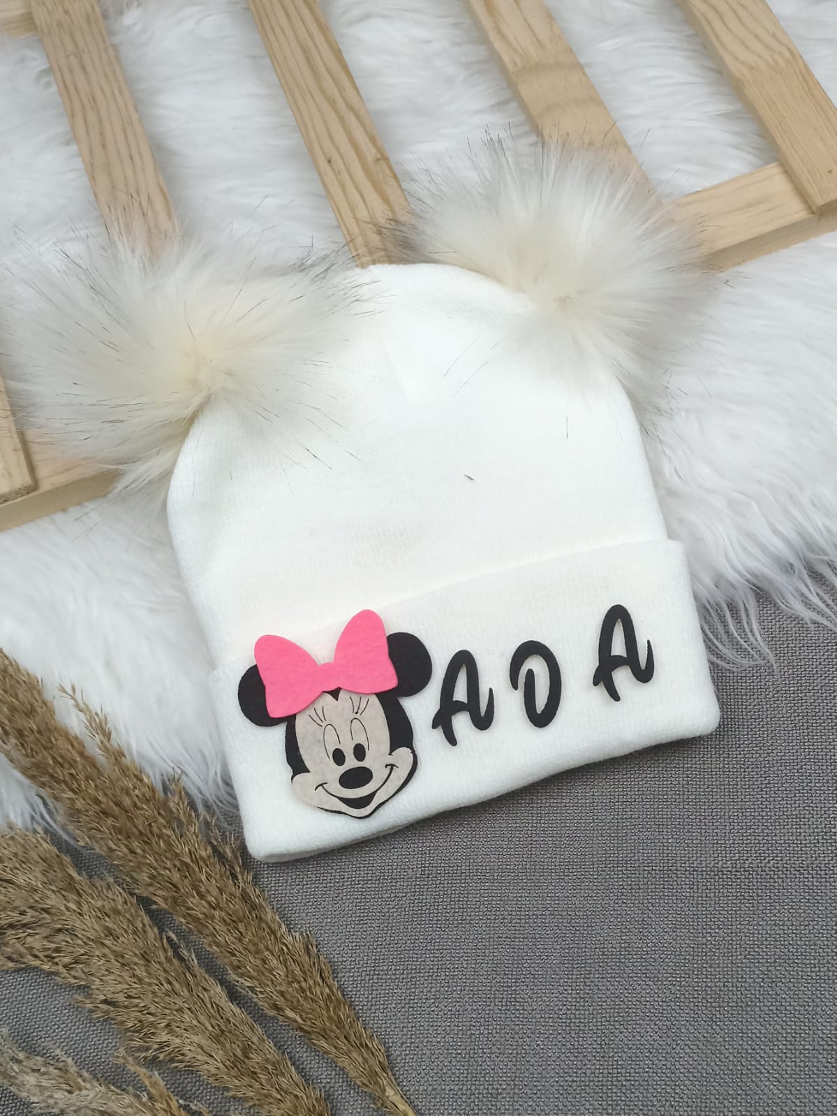 B0316 KREME KREM KIZ  İSME ÖZEL TRİKO BERE - 5