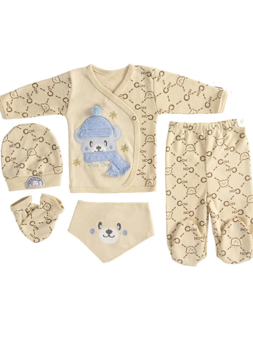 390554 ATKILI AYI ORGANİK LÜX 5'Lİ HASTANE ÇIKIŞI SETİ  - Mavi