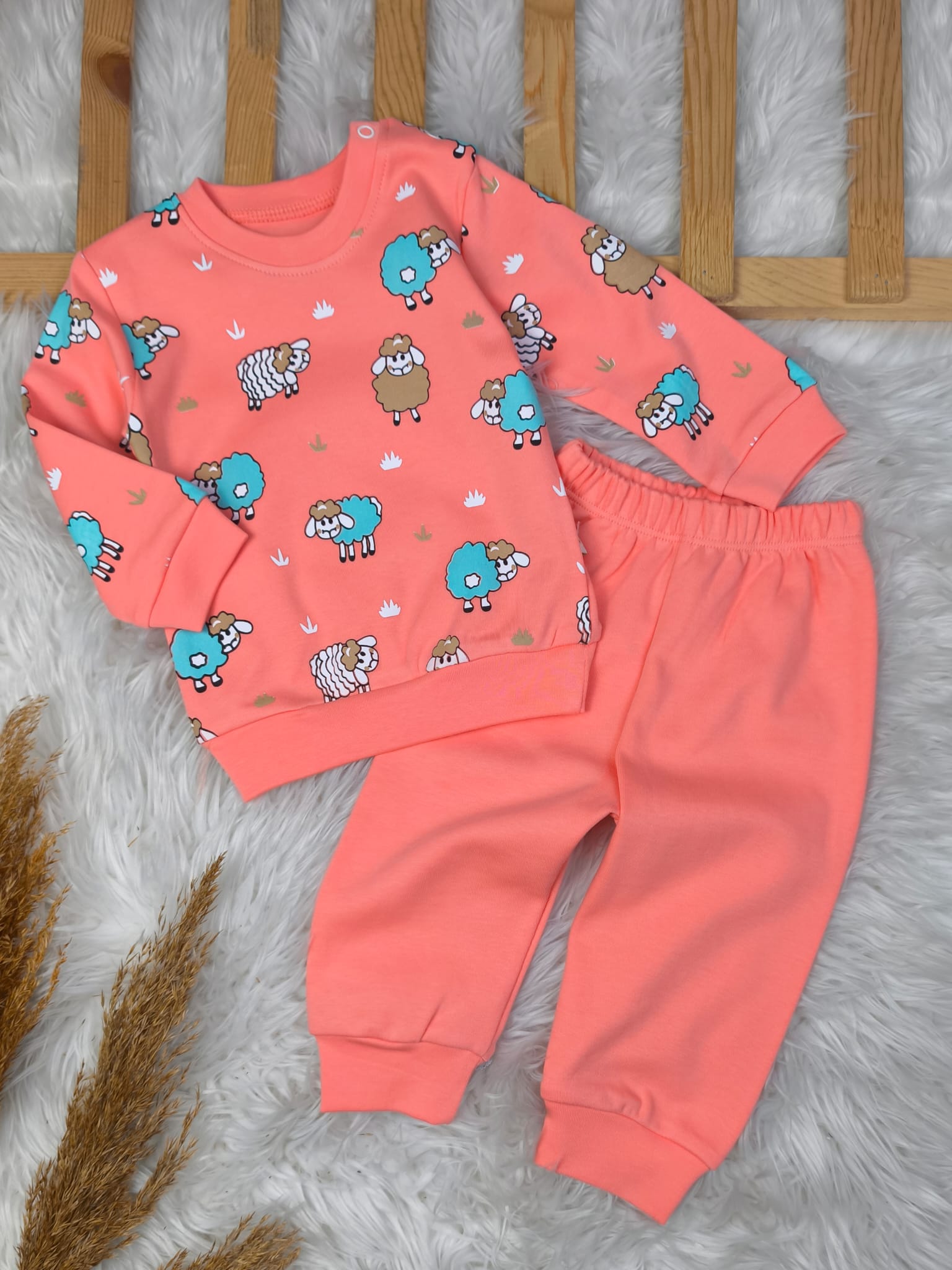 1863 KIZ BEBEK KUZUCUK MEVSİMLİK TAKIM - Somon / 9-12 Ay