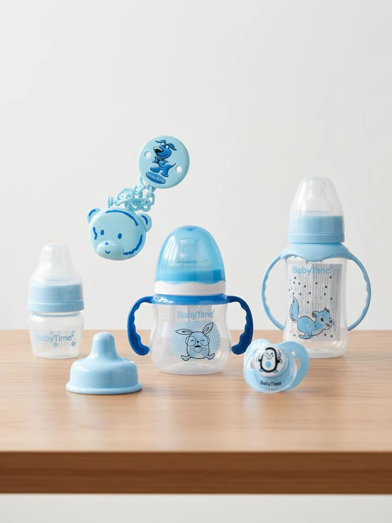 433714 BABY TİME 5'Lİ HOŞ GELDİN BİBERON SETİ - Mavi