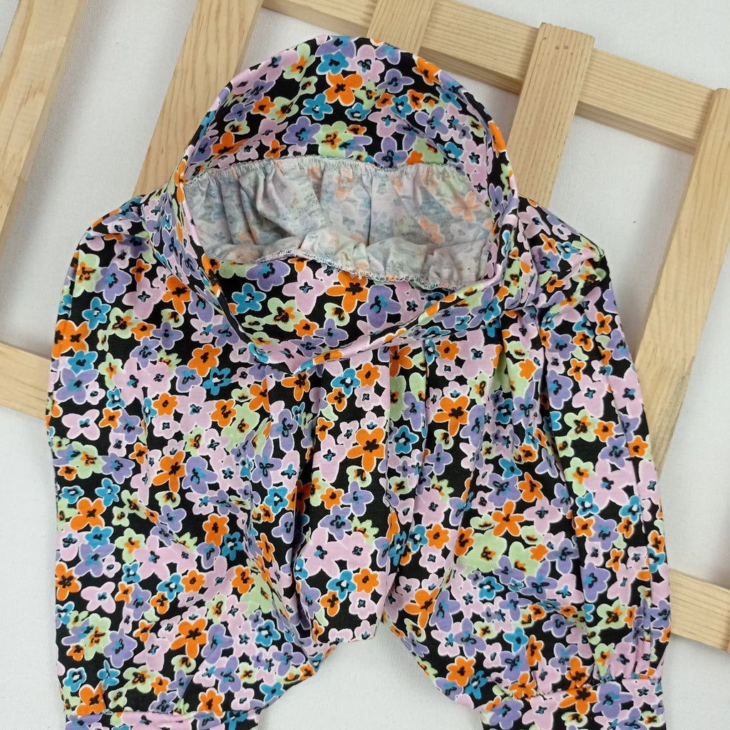 Kız Çocuk Şalvar Renkli Çiçek Desenli Rahat Kullanım Pamuk Kumaş  - 3