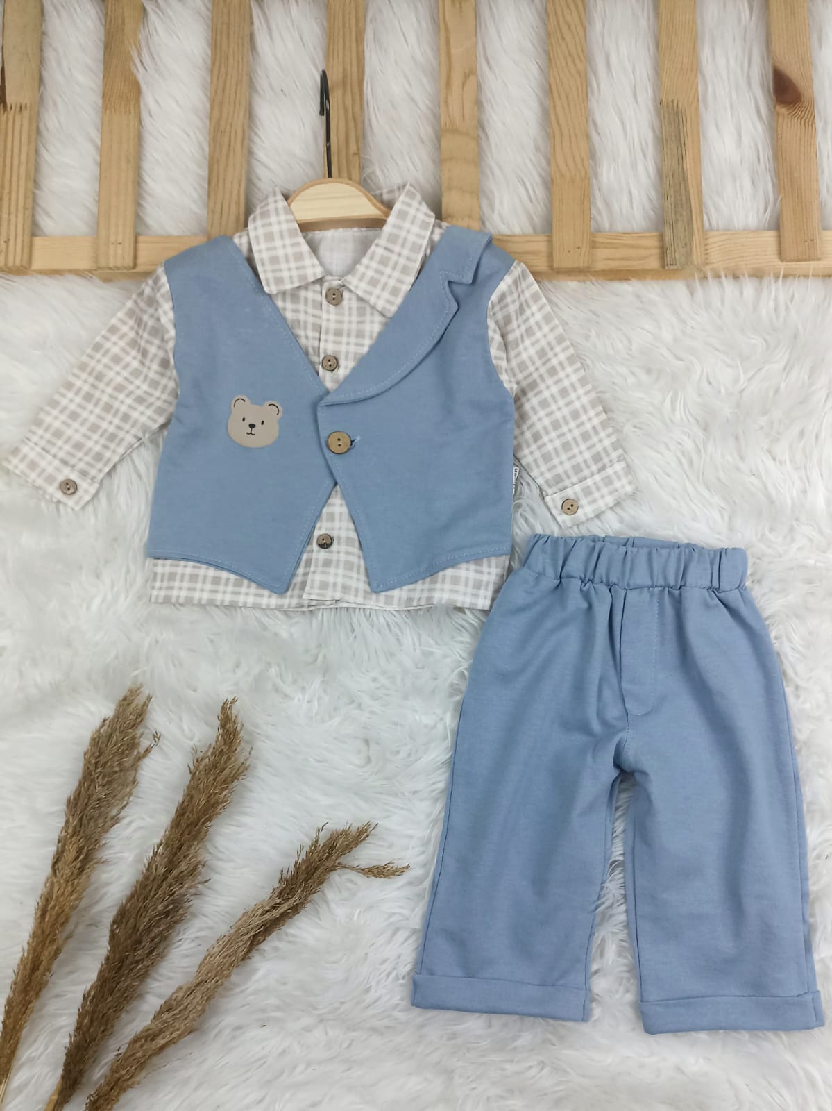 4215 BEAR EKOSE YELEK MODEL  COOL TAKIM  - Yeşil / 12-18 Ay