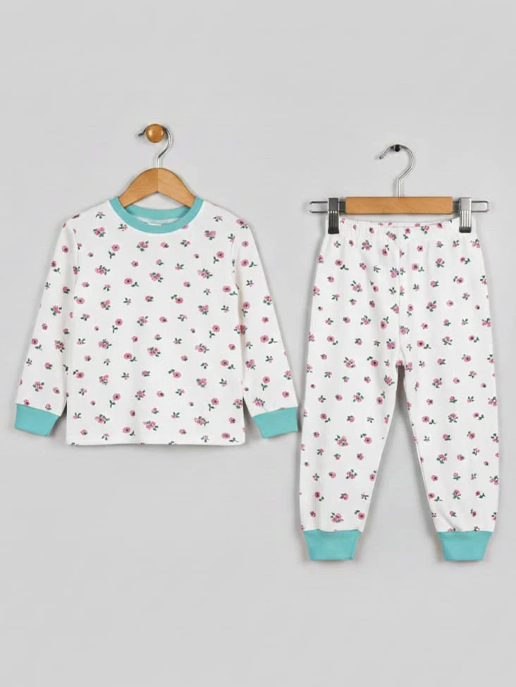1947 ÇİÇEK DESEN PENYE PİJAMA TAKIMI  - 5 Yaş
